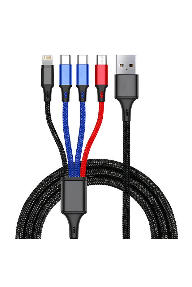 1.2 متر أسود - قطعة واحدة قطعة واحدة/قطعتين 4 في 1 كابل شحن USB لهاتف iPhone 13 12 14Pro Max Mini 3 في 1 Micro US