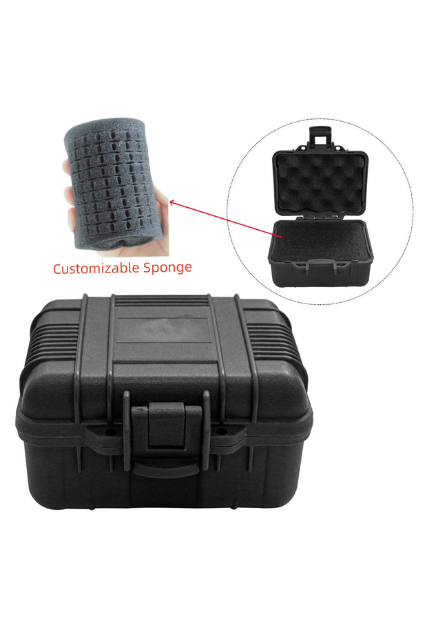 Black Portable Plastic Small Tool Box With Anti-shock Foam,For Outdoor Storage Of Some Fragile Items