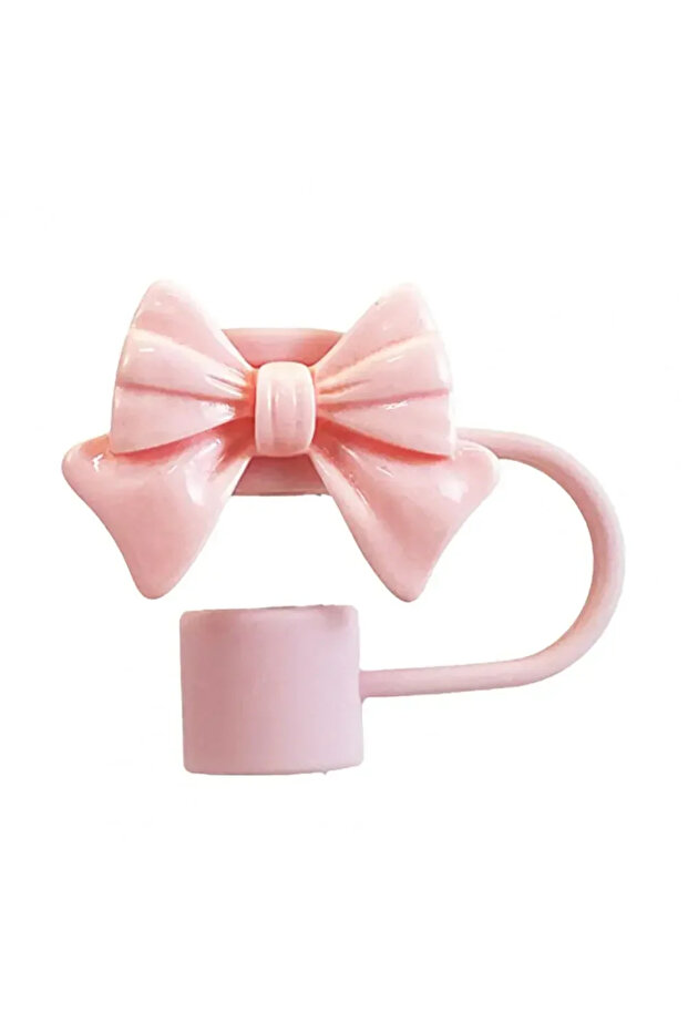 Light Pink New Cute Bow Straw Cap Covers Silicone Straw Toppers Cap For Stanley Cups Accessories Str
