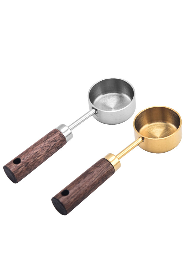 DUTRIEUX 1Pc Each 15ml Stainless Steel Measuring Spoon Tablespoon Coffee Scoop Wood Handle Sugar Pow