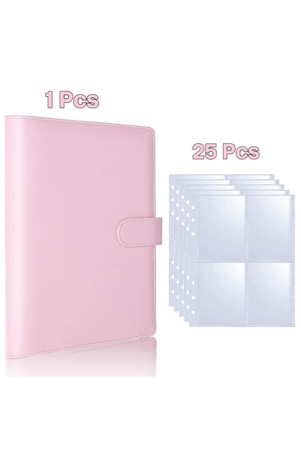 pink PU Leather Photocard Binder Album Collect Book Storage With Cover Binding Machine For Card Coll