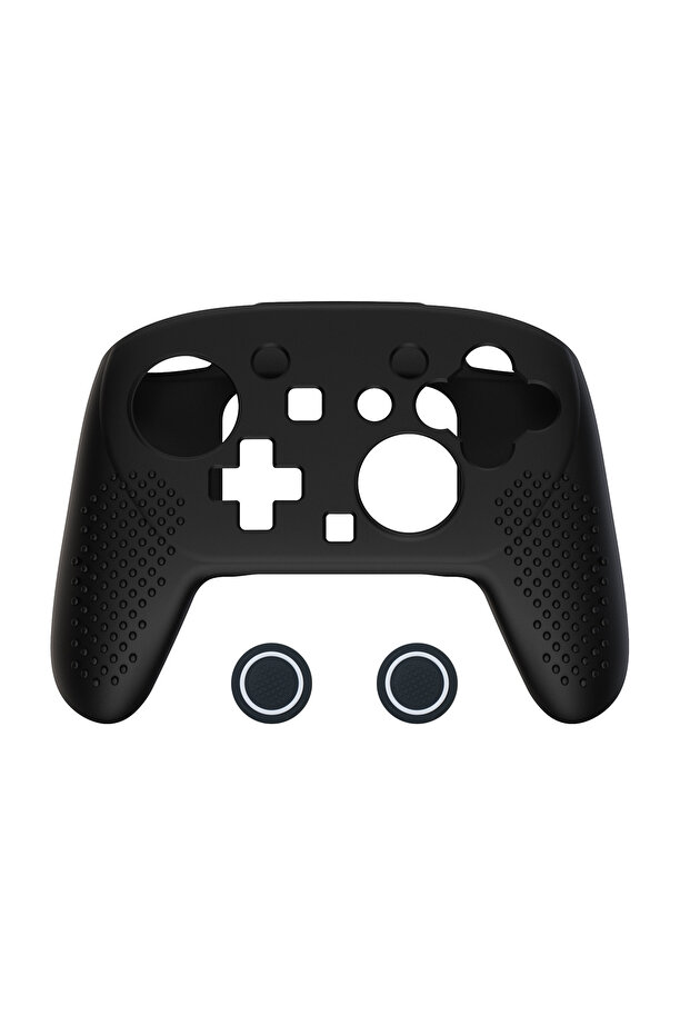 جراب حماية من السيليكون المريح المقاوم للانزلاق باللون الأسود لجهاز تحكم Switch Pro 2 مع مقبض إبهام مجاني