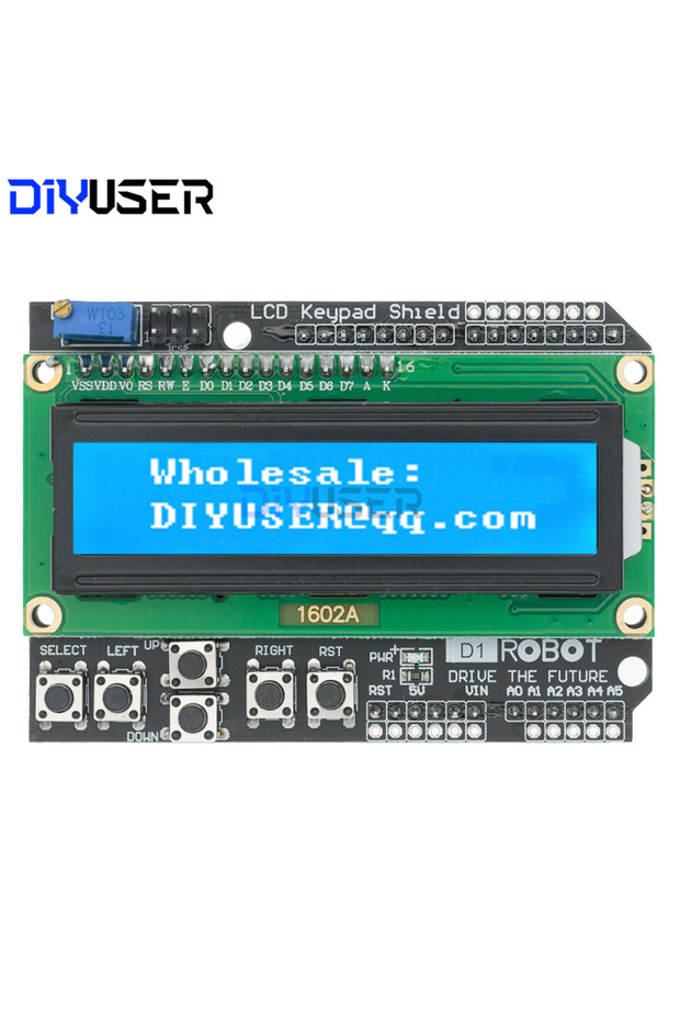 شاشة عرض LCD1602 من نوع DIYUSER 1602 LCD مع لوحة مفاتيح، وحدة عرض LCD 1602، شاشة زرقاء