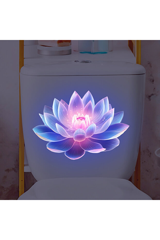 MULTI 1PC Luminous Lotus Toilet Sticker, Creative Self-adhesive Wall Decal for Bathroom, Waterproof