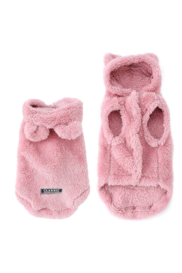 M Pink Fleece Warm Cat Costume For Winter Autumn Cute Soft Cats Clothes For Small Medium Dog Kitty K