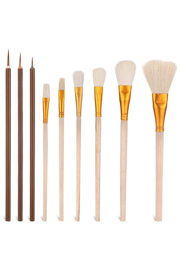 9pcs Bview Art Premium Ceramic Glazing Brush Kit of 9 - Pottery Painting Tools for Watercolour, Acry