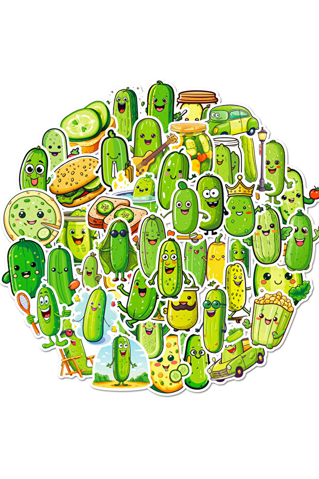 Pickle 50pcs 50pcs Pickle Stickers Cucumber Stickers Green Stickers Vinyl Waterproof Sticker for Wat