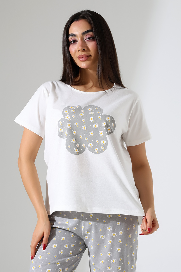 Set pijamale imprimate pentru femei – Set de sus și de jos – Îmbrăcăminte confortabilă pentru acasă – țesătură moale din bumbac - 6