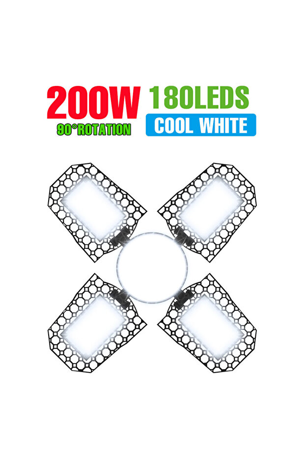 مصباح LED E27-E26 أبيض بارد 200 واط E27/E26 مصباح جراج قابل للطي 220 فولت 110 فولت