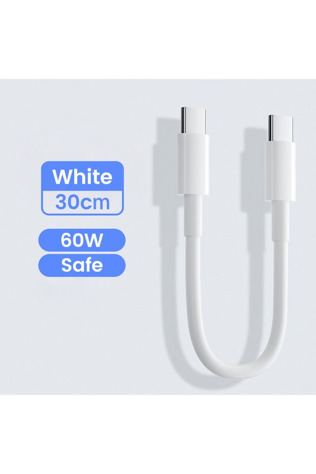 0.3m white PD 60W Short Cable 30cm Type C to USB C Cable Fast Charging For Iphone15 Tablet La...