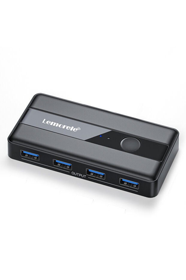 H5 Lemorele H5 4-Port USB 3.0 Switch Box for 2 Computers One-Button KVM Switcher to Share Printers/H - 1