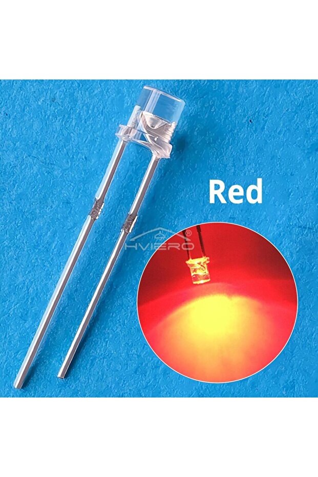 Red 100X F3 3mm 2pins Flat head Bright LED Decoration Bulb White Red Yellow Blue Water Clear Wide An