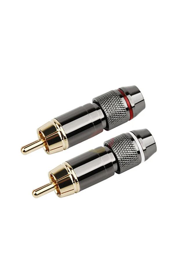 قطعتان من موصل RCA نصف أبيض ونصف أحمر، قابس صوتي ذكر مطلي بالذهب من النحاس للإلكترونيات الاستهلاكية
