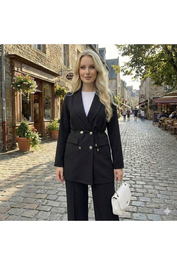 Women's String Tie Blazer Set