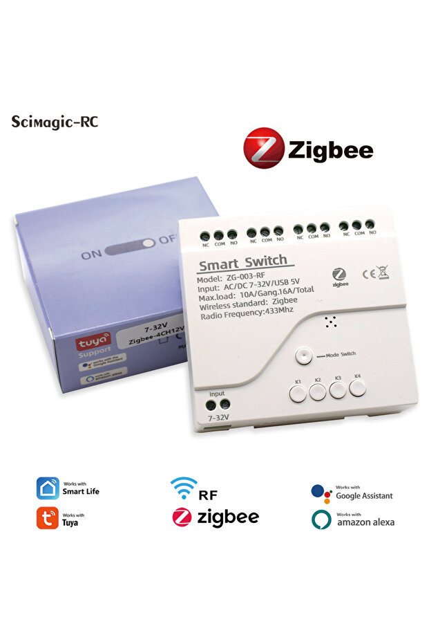 AC DC 7-32V ZigBee Tuya Smart Hub Gateway Bridge Relay Module Remote Control Light Switch AC/DC 7-32