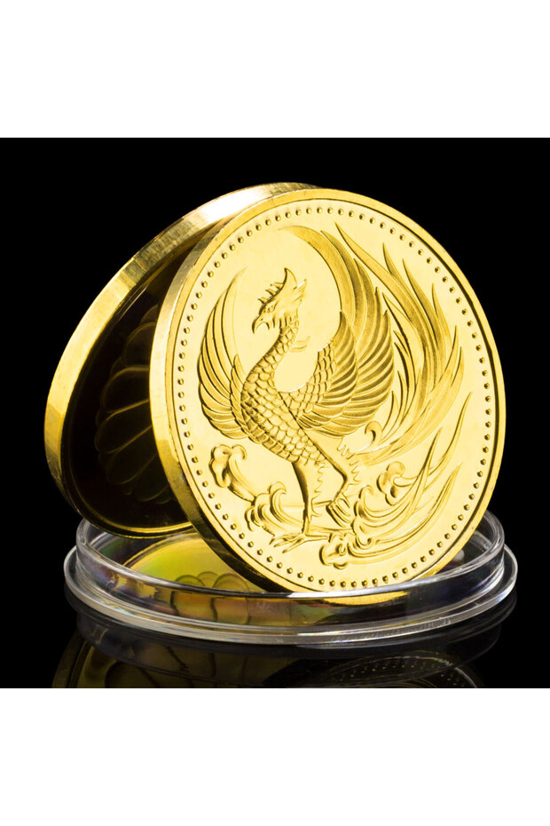 Gold Phoenix Souvenir Coin Golden Plated Commemorative Coin Mythological Creatures The Secular Bird