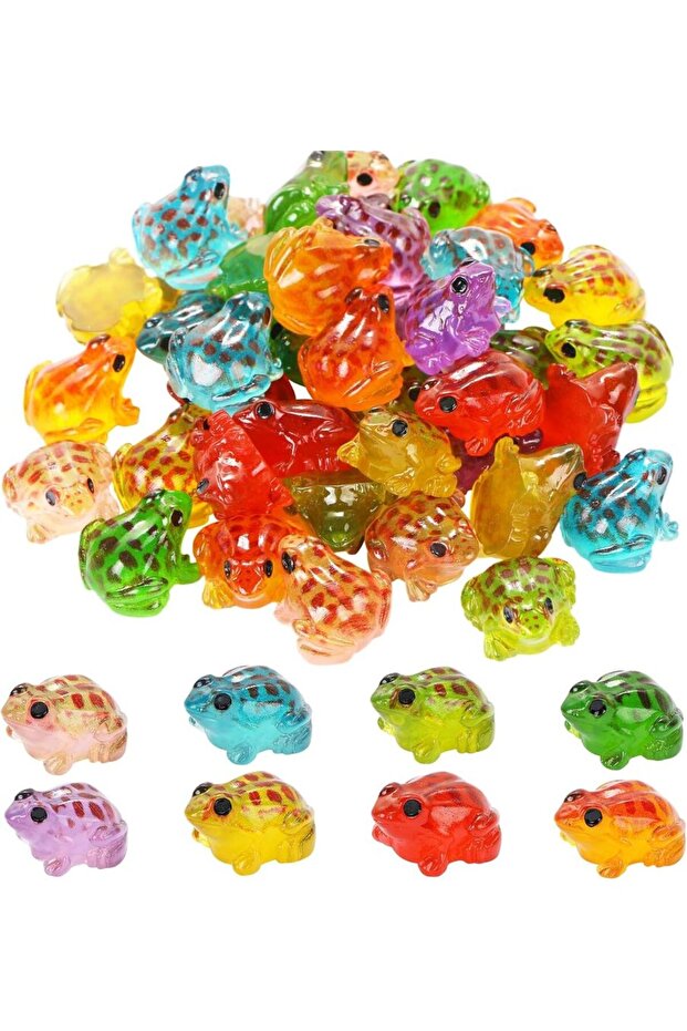 10pcs Random Color 10pcs Luminous Mini Resin Frogs Figurines, Glow in The Dark Frog Animals Tiny for
