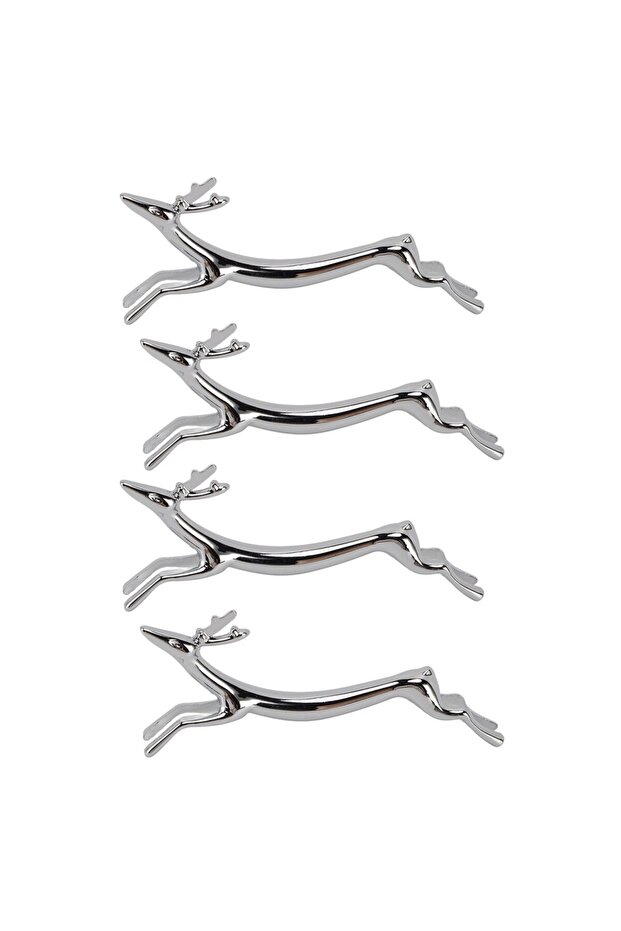 Deer Style 4PCS Cutlery Rest Silver Chopstick Stand Electroplated Polished Zinc Alloy Animal Shape V
