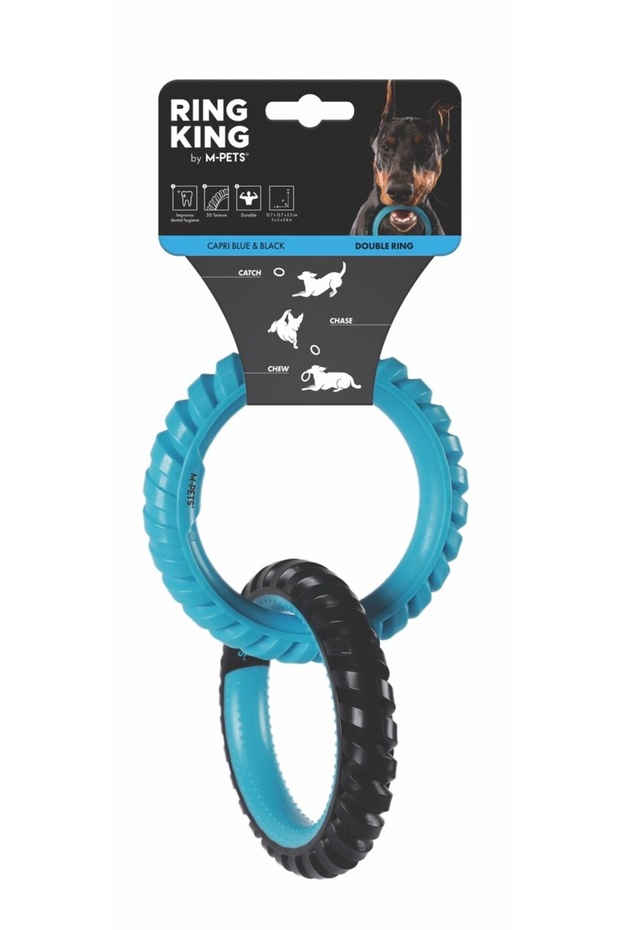 Ring King Dog Toy Double Blue/Black