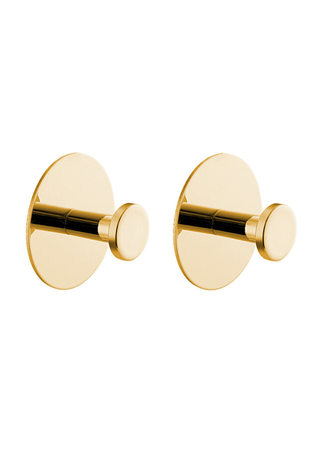 Gold A 2PCS Stainless Steel Hook Self Adhesive Bathroom Wall Door Hook Coat Racks Punch-free Clothes