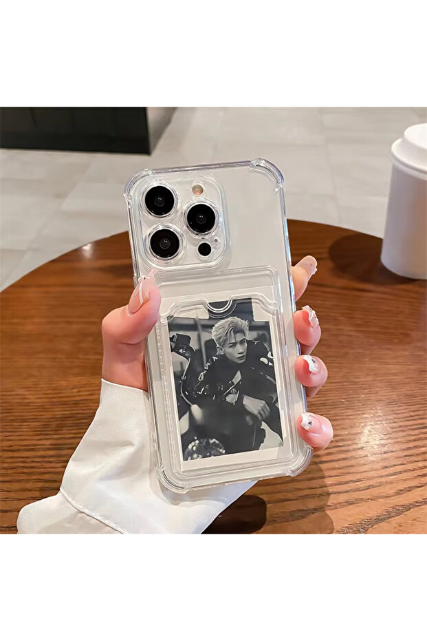 iPhone 16 Clear Transparent Card Slot Bag Holder Case For iPhone 16 16e 13 11 15 12 14 Pro Max 8 7