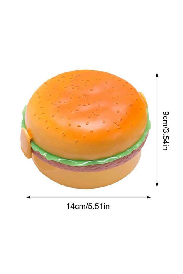 صندوق غداء معزول مزدوج الطبقات من B Creative Hamburger محمول مناسب للأطفال والطلاب.