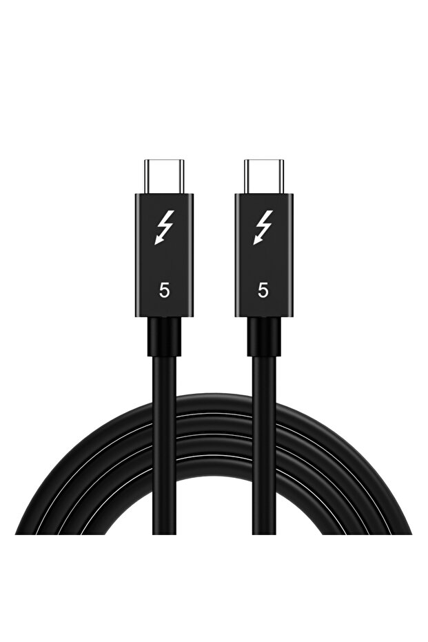 كابل بيانات Thunderbolt 5 أسود بطول 1.5 متر بسرعة 120 جيجابت في الثانية وقوة 240 واط ودقة 16 كيلوبت في الثانية، متوافق مع Thunderbolt 4 USB4 كامل الميزات