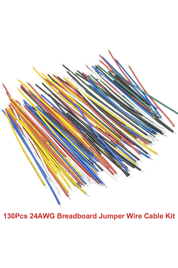 مجموعة كابلات توصيل لوحة التجارب 130 قطعة 24AWG كابل لحام PCB مطلي بالقصدير كابل مرن من مادة PVC الإلكترونية...