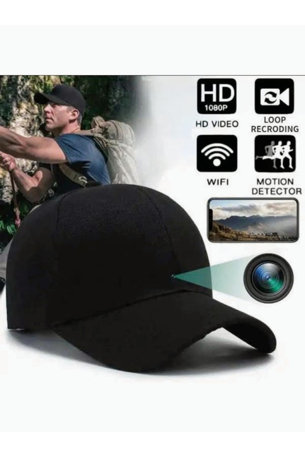 Mini cordless WiFi hat cam, 1080P HD, night vision, security monitoring - 1