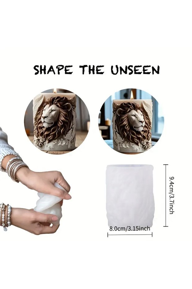 113 3D Lion Relief Candle Mold - Fine Lion Hair Replication High-Temperature Resistant Easy Unmold f