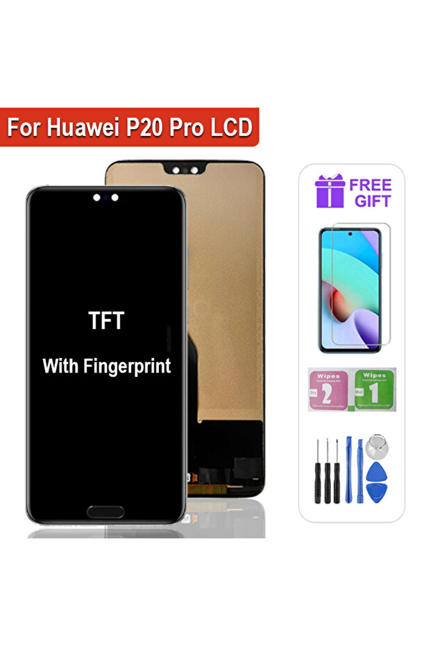شاشة LCD مزودة ببصمة إصبع وشاشة OLED لهاتف P20 Pro، شاشة LCD تعمل باللمس، مجموعة محول رقمي بديلة لهاتف P20 Pro