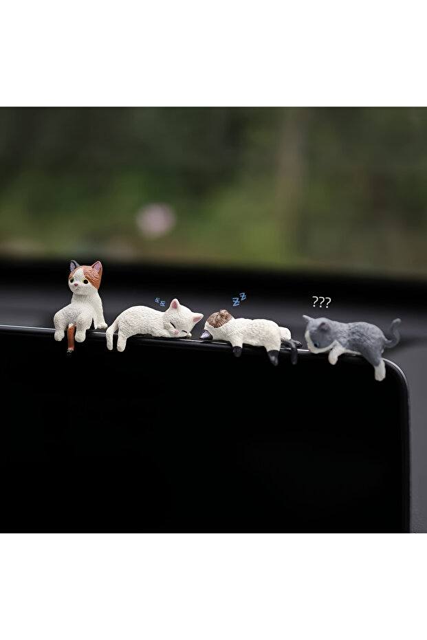 4pcs cats 4PCS Car ornament, cute cat, lazy cat, lazy cat, center console screen decoration ornament