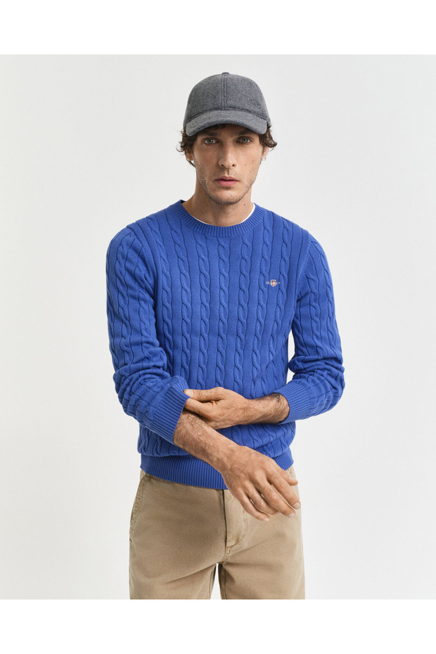 Erkek Mavi Regular Fit Triko - 1