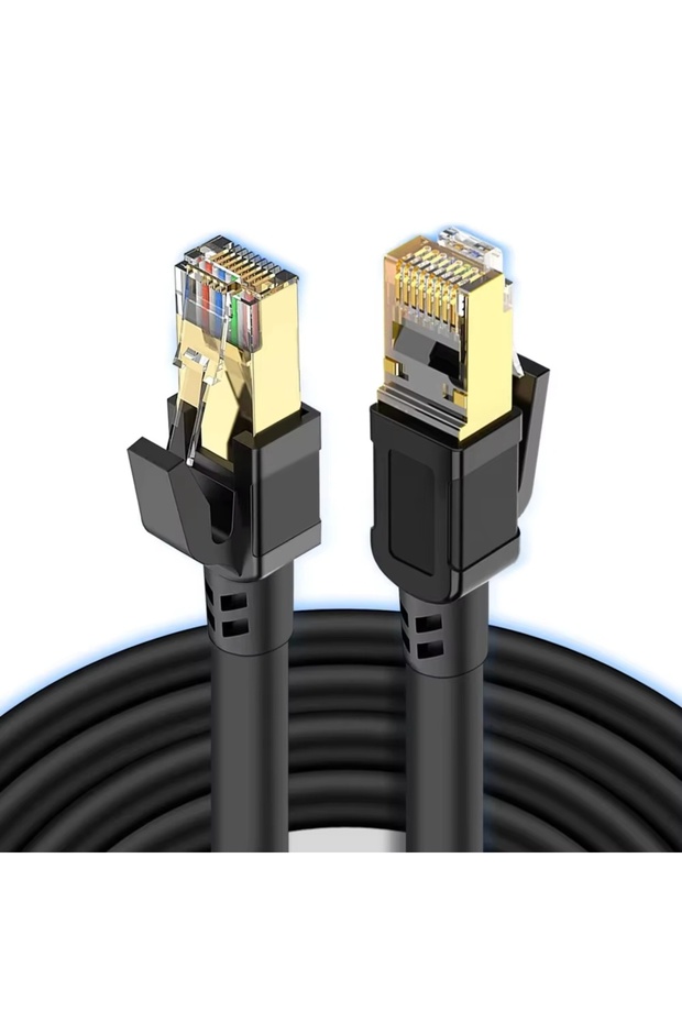 كابل إيثرنت Cat6 أسود بطول 30 مترًا، كابل إنترنت جيجابت عالي السرعة 1000 ميجابت في الثانية، كابل شبكة LAN RJ45،