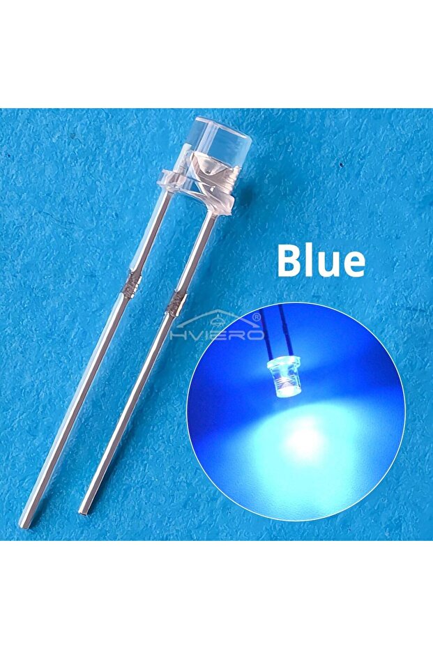 Blue 100X F3 3mm 2pins Flat head Bright LED Decoration Bulb White Red Yellow Blue Water Clear Wide A