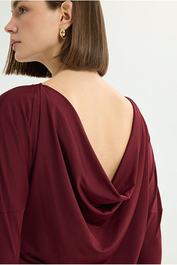 Degaje Yaka Örme Bluz - 2