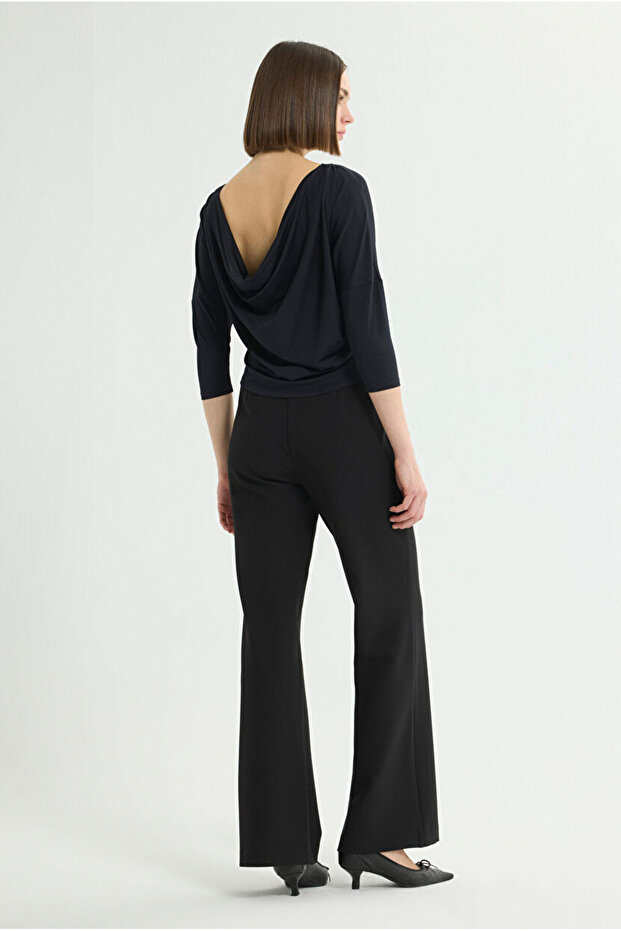 Degaje Yaka Örme Bluz - 5