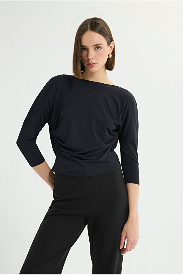 Degaje Yaka Örme Bluz - 4