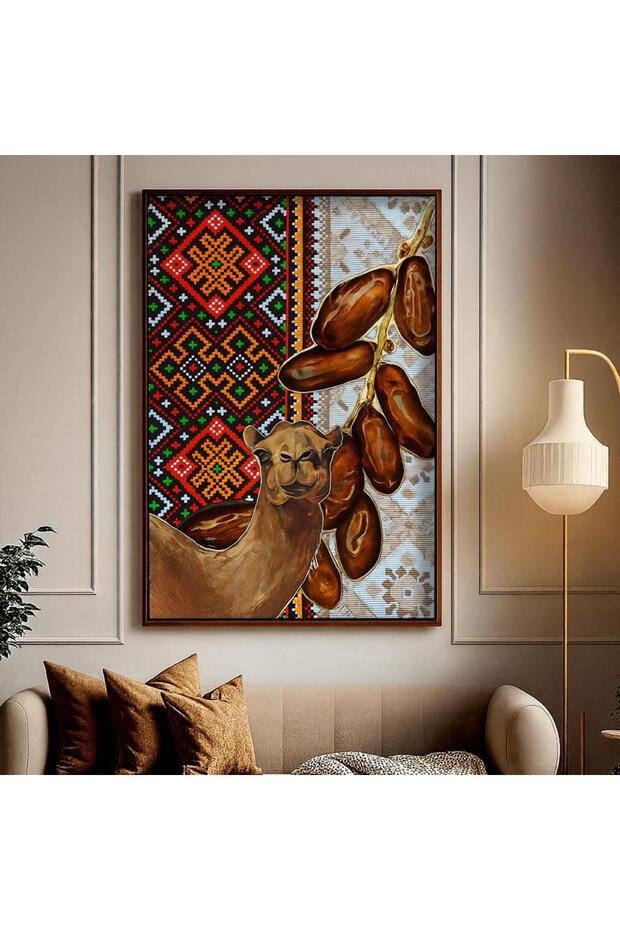 لوحة قماشية بتصميم الفن النجدي مع برواز فضي مجوف
