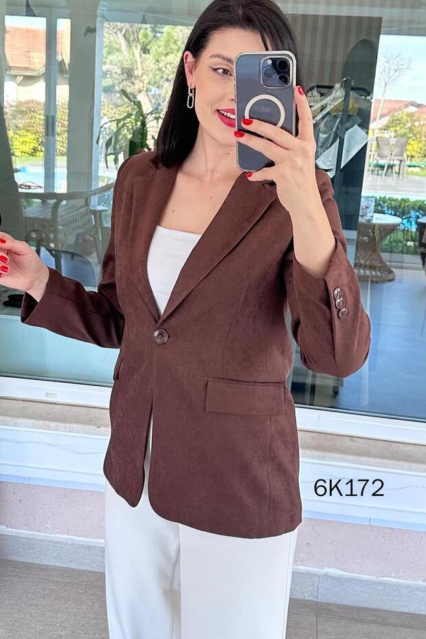 سترة من جلد الغزال بزر واحد 6k172 - 3