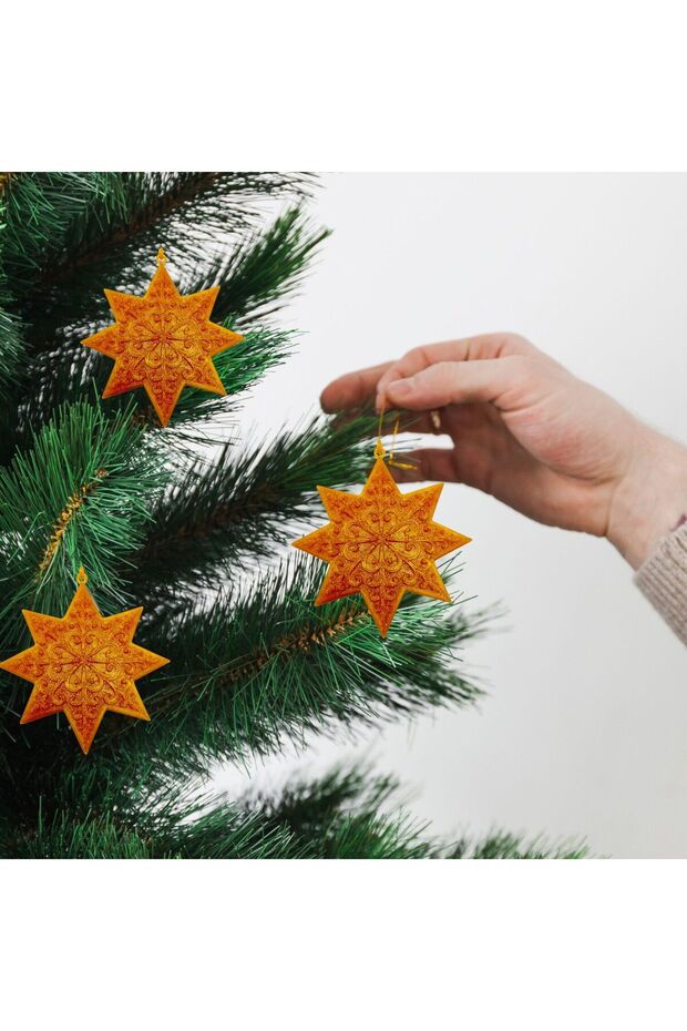 Gold Polar Star - Pine Tree Ornament Set of 3