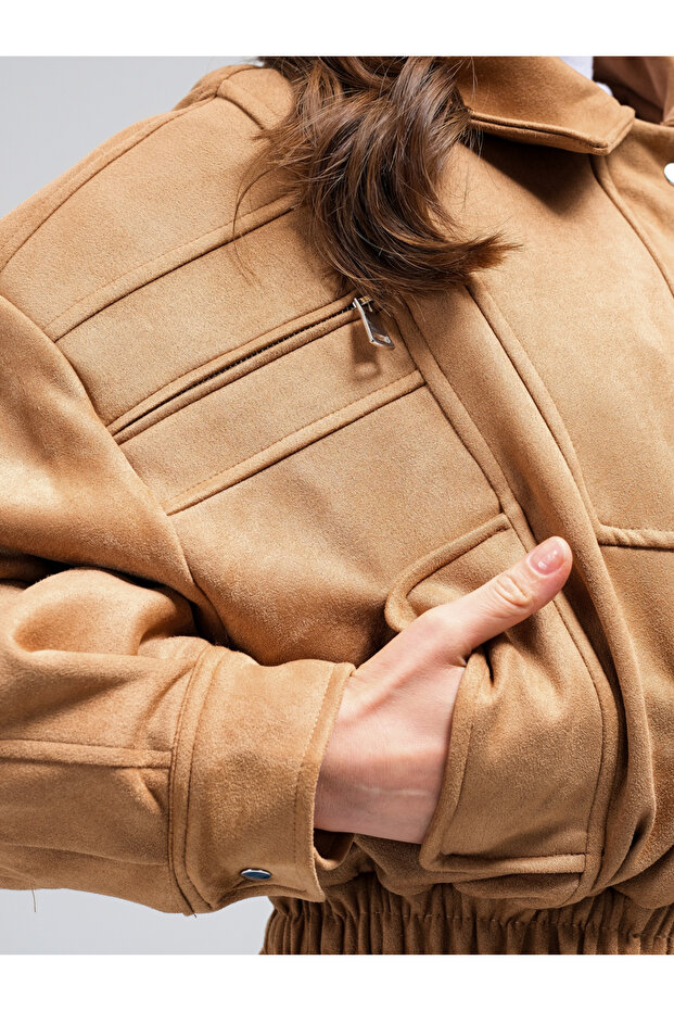 Camel Süet ceket - 4