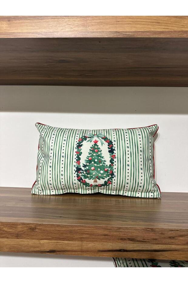 H1259-3050 Pine Tree Inside Green Lines - Cushion - Filled Inside
