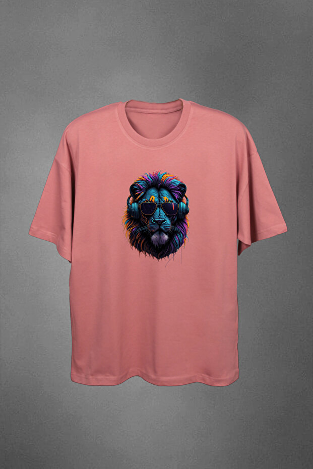 100% Cotton Aslan Printed Men's Oversized T-Shirt