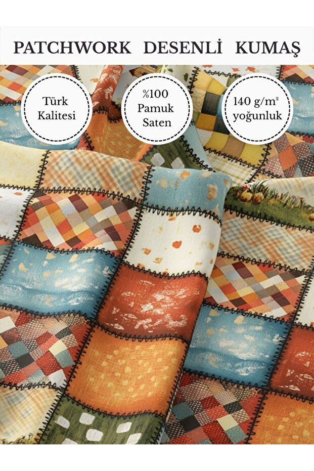 100% Cotton Satin Patchwork Fabric – 155×100 cm – for Sewing and DIY