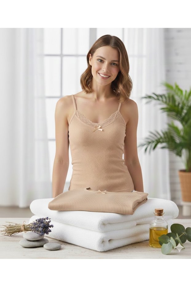 Set of 6: the Meeting of Elegance and Naturalness: Corded Fabric Lace Tank Tops