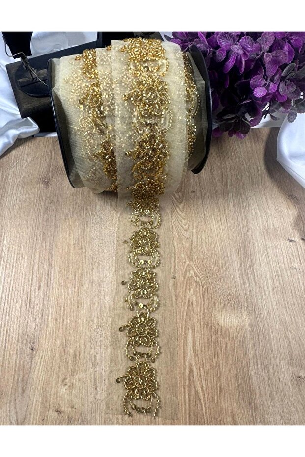 Flower Pattern Beadwork Ribbon Accessory - 3