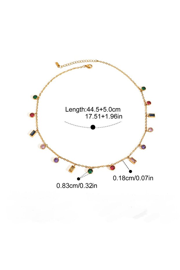 18K Gold Plated Multi-Color Crystal Zircon Pendant Necklace