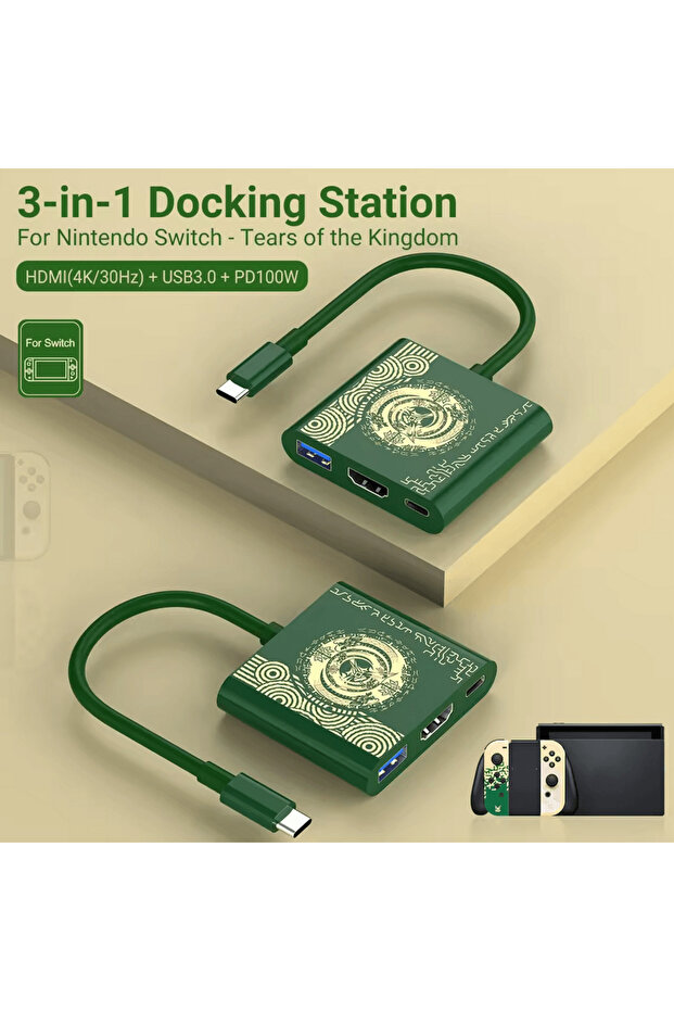 USB-C to HDMI and USB TV Dock Adapter for Switch V1 / V2 and OLED with gaming model - 5