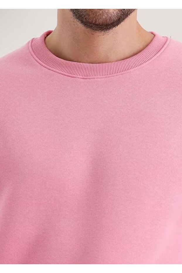 Men's Solid Basic Circular Neck Sweatshirt - 3